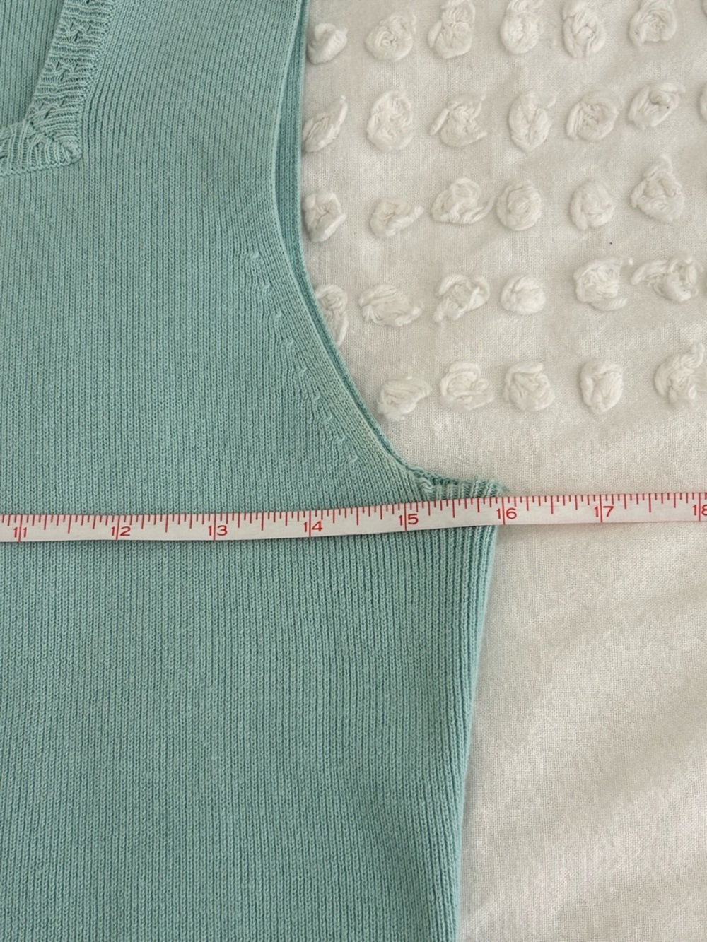 Finity 2 Pc Twinset Cardigan & Sleeveless Top 100% Cotton Knit Mint Green Sz PL - Picture 15 of 16